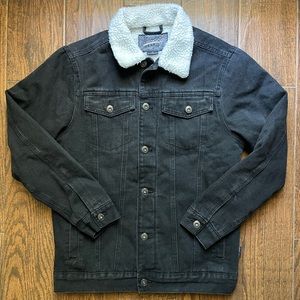 Brooklyn Cloth Fuzzy Sherpa Lined Black Denim Jacket